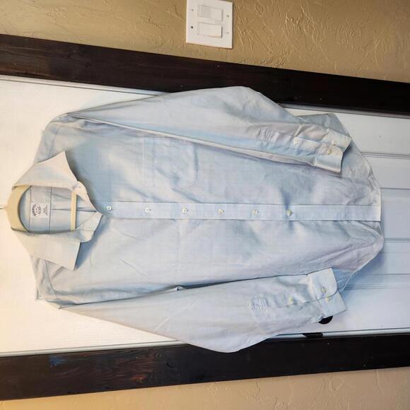 Brooks Brothers Slim Fit Non-Iron Dress Shirt - Light Blue Plaid- 16 4/5 - Picture 1 of 9